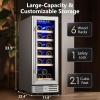 imageKalamera 12 Wine refrigerator 18 Bottle Builtin and Freestanding with Stainless Steel ampamp DoubleLayer Tempered Glass Door and Temperature Memory Function12 Inch Wine 18Bottles