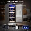 imageKalamera 24 inch Wine Cooler 37 Bottle  Dual Zone Builtin or Freestanding Fridge with Stainless Steel Reversible Glass Door for Home Kitchen or Office12Inch18bottles