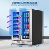 imageKalamera 24 inch Wine Cooler 37 Bottle  Dual Zone Builtin or Freestanding Fridge with Stainless Steel Reversible Glass Door for Home Kitchen or Office24 InchDual Zone 21 Bottles77 Cans