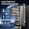 imageKalamera Mini Fridge Beverage and Wine Cooler Builtin or Freestanding  118 Cans ampamp 16 Bottles Capacity Wine Refrigerator CoolerMetal lic