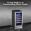 imageKalamera Mini Fridge Beverage and Wine Cooler Builtin or Freestanding  118 Cans ampamp 16 Bottles Capacity Wine Refrigerator CoolerMetallic