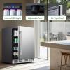 imageKalamera Mini Fridge Wine Cooler 24 Bottle Compressor Freestanding Wine Refrigerator  Single Zone with Stainless Steel Glass Door for Home Office Bar 41F to 64F Drink Fridge24 InchOutdoor door 154 Cans