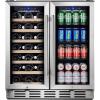 imageKalamera 24 inch Wine Cooler 37 Bottle  Dual Zone Builtin or Freestanding Fridge with Stainless Steel Reversible Glass Door for Home Kitchen or Office30Inch 33bottles97Cans