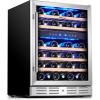 imageKalamera 24 inch Wine Cooler 37 Bottle  Dual Zone Builtin or Freestanding Fridge with Stainless Steel Reversible Glass Door for Home Kitchen or Office24InchDual Zone 46Bottles565Cuft