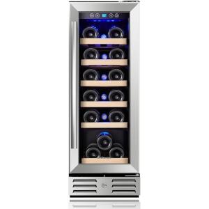 imageKalamera 12 Wine refrigerator 18 Bottle Builtin and Freestanding with Stainless Steel ampamp DoubleLayer Tempered Glass Door and Temperature Memory Function12 Inch Wine 18Bottles