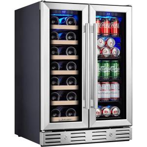 imageKalamera 12 Wine refrigerator 18 Bottle Builtin and Freestanding with Stainless Steel ampamp DoubleLayer Tempered Glass Door and Temperature Memory Function24Inch Wine fridge 20 Bottles78Cans