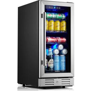 imageKalamera 15 Inch 94 Cans Beverage Cooler Refrigeratorfor Soda Beer Wine  Freestanding Beverage Fridge for Bedroom Office BarAdjustable Shelves ampamp Digital Temperature Display