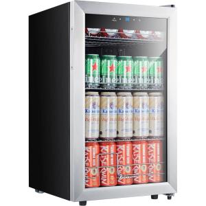 imageKalamera Mini Beverage Refrigerator Freestanding 102 Cans Capacity Beverage Cooler for Soda Water Beer or Wine  For Kitchen or Bar with Whit Interior Light