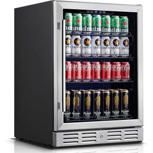 imageKalamera Mini Fridge Beverage and Wine Cooler Builtin or Freestanding  118 Cans ampamp 16 Bottles Capacity Wine Refrigerator CoolerStainless steel