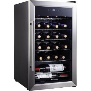 imageKalamera Mini Fridge Wine Cooler 24 Bottle Compressor Freestanding Wine Refrigerator  Single Zone with Stainless Steel Glass Door for Home Office Bar 41F to 64F Drink Fridge24Bottles