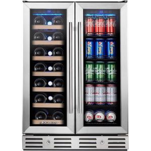 imageKalamera Mini Fridge Wine Cooler 24 Bottle Compressor Freestanding Wine Refrigerator  Single Zone with Stainless Steel Glass Door for Home Office Bar 41F to 64F Drink Fridge24Inch20Bottles78cans