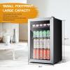 imageKalamera Mini Beverage Fridge Refrigerator 120 Cans Freestanding Drink Cooler  for Soda Water Beer or Wine with White LED Light102 Can Black