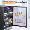 imageKalamera Mini Beverage Fridge Refrigerator 120 Cans Freestanding Drink Cooler  for Soda Water Beer or Wine with White LED LightBlack