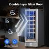 imageKalamera Mini Beverage Fridge Refrigerator 120 Cans Freestanding Drink Cooler  for Soda Water Beer or Wine with White LED LightBlack Mini