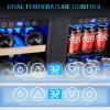 imageKalamera Mini Beverage Fridge Refrigerator 120 Cans Freestanding Drink Cooler  for Soda Water Beer or Wine with White LED LightDual Zone Black