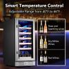 imageKalamera Mini Beverage Fridge Refrigerator 120 Cans Freestanding Drink Cooler  for Soda Water Beer or Wine with White LED LightSliver Metallic