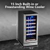 imageKalamera Mini Beverage Fridge Refrigerator 120 Cans Freestanding Drink Cooler  for Soda Water Beer or Wine with White LED LightSliver Metallic