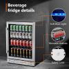 imageKalamera Mini Beverage Fridge Refrigerator 120 Cans Freestanding Drink Cooler  for Soda Water Beer or Wine with White LED LightStainless Steel