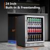 imageKalamera Mini Beverage Fridge Refrigerator 120 Cans Freestanding Drink Cooler  for Soda Water Beer or Wine with White LED LightStainless Steel