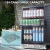 imageKalamera Mini Beverage Fridge Refrigerator 120 Cans Freestanding Drink Cooler  for Soda Water Beer or Wine with White LED LightStainless Steel