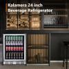 imageKalamera Mini Beverage Fridge Refrigerator 120 Cans Freestanding Drink Cooler  for Soda Water Beer or Wine with White LED LightStainless Steel