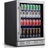 imageKalamera Mini Beverage Fridge Refrigerator 120 Cans Freestanding Drink Cooler  for Soda Water Beer or Wine with White LED LightStainless Steel