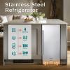 imageKalamera Mini Beverage Fridge Refrigerator 120 Cans Freestanding Drink Cooler  for Soda Water Beer or Wine with White LED LightStainless Steel Silver