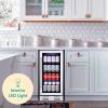 imageKalamera Mini Fridge 24 Inch Undercounter Beverage and Wine Cooler Refrigerator Builtin or Freestanding  118 Cans amp 15 Bottles Capacity with LED Light Glass DoorBLACK