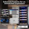 imageKalamera Mini Fridge 24 Inch Undercounter Beverage and Wine Cooler Refrigerator Builtin or Freestanding  118 Cans amp 15 Bottles Capacity with LED Light Glass DoorMetallic