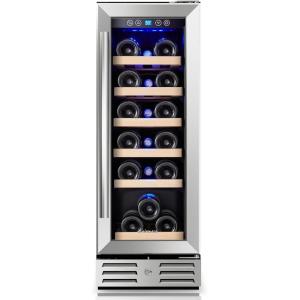 imageKalamera Mini Beverage Fridge Refrigerator 120 Cans Freestanding Drink Cooler  for Soda Water Beer or Wine with White LED LightBlack Mini