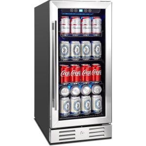 imageKalamera Mini Fridge 24 Inch Undercounter Beverage and Wine Cooler Refrigerator Builtin or Freestanding  118 Cans amp 15 Bottles Capacity with LED Light Glass DoorBLACK